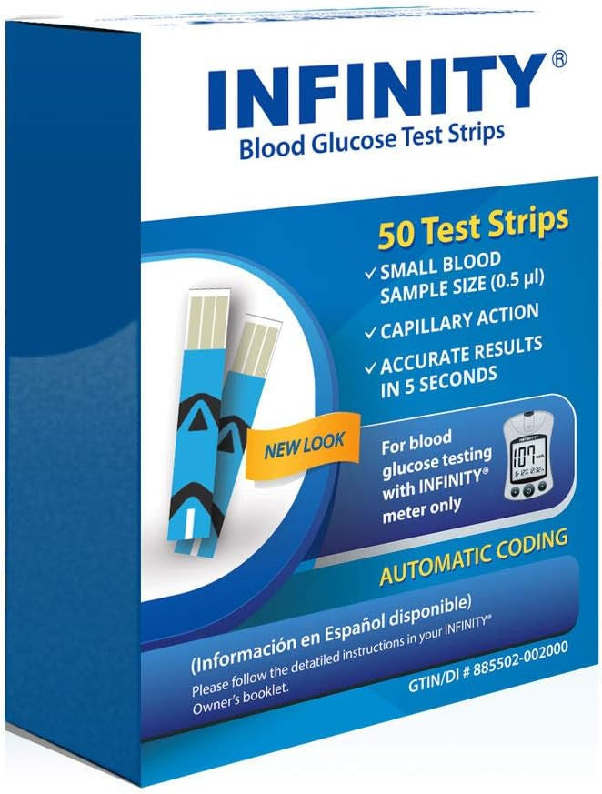 Infinity Automatic Coding Blood Glucose Monitoring Test Strips, 50 Ea